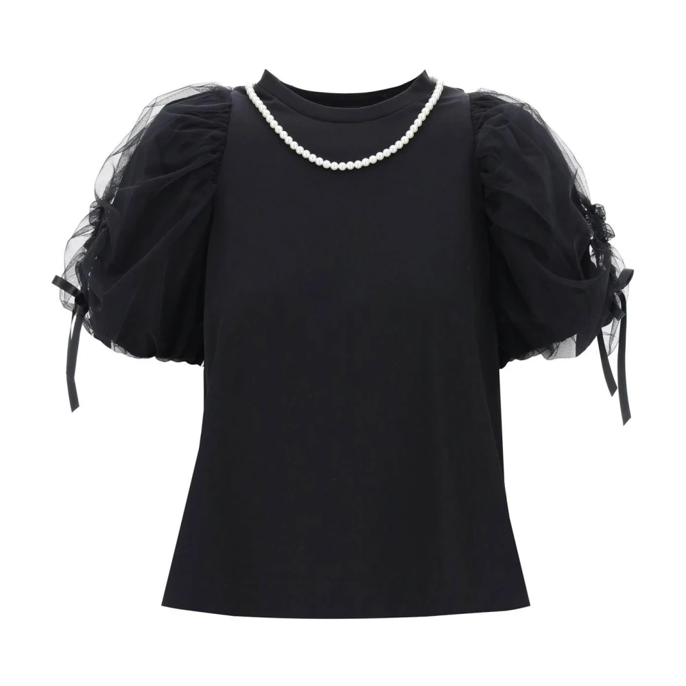 Simone Rocha T-shirt met pofmouwen en satijnen strikjes Black Dames