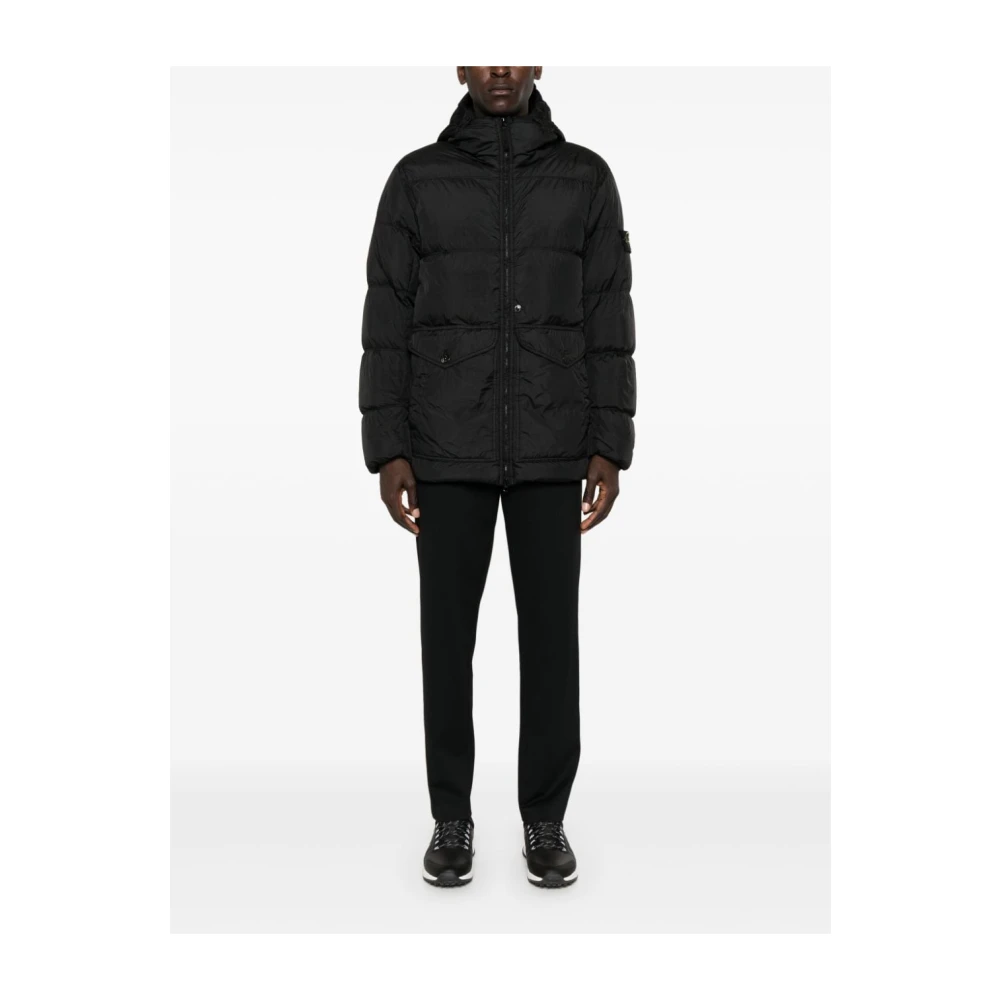 Stone Island Zwarte Parka Jas voor Mannen Black Heren