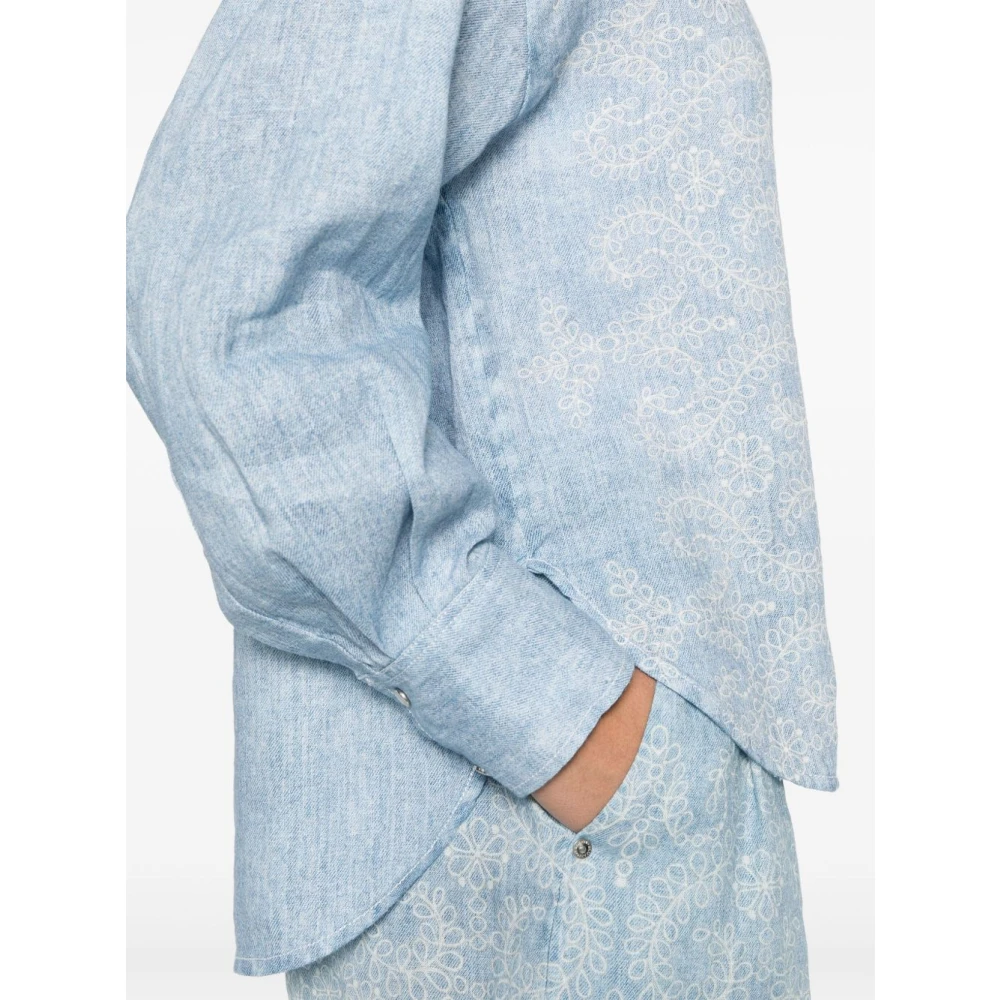 Ermanno Scervino Blauw Overhemd met Drukknopen Blue Dames