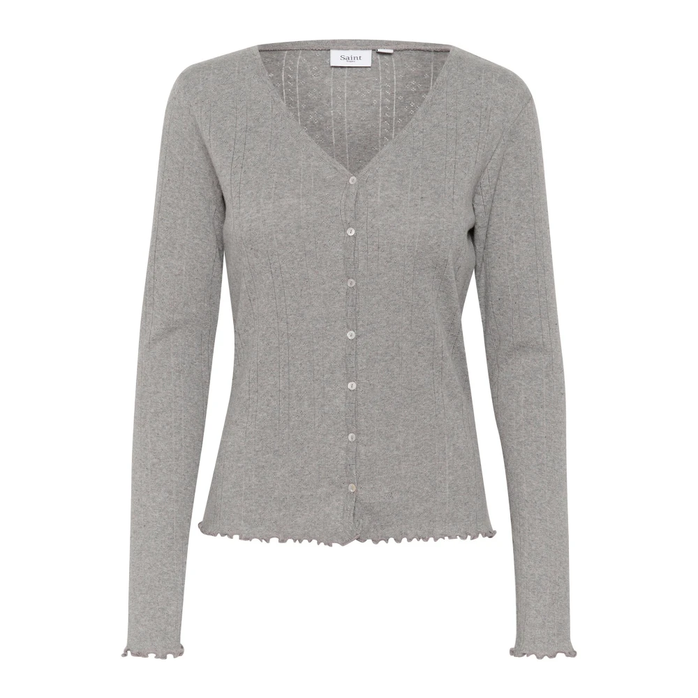 Saint Tropez Grijze Quill Melange Cardigan Top Gray Dames