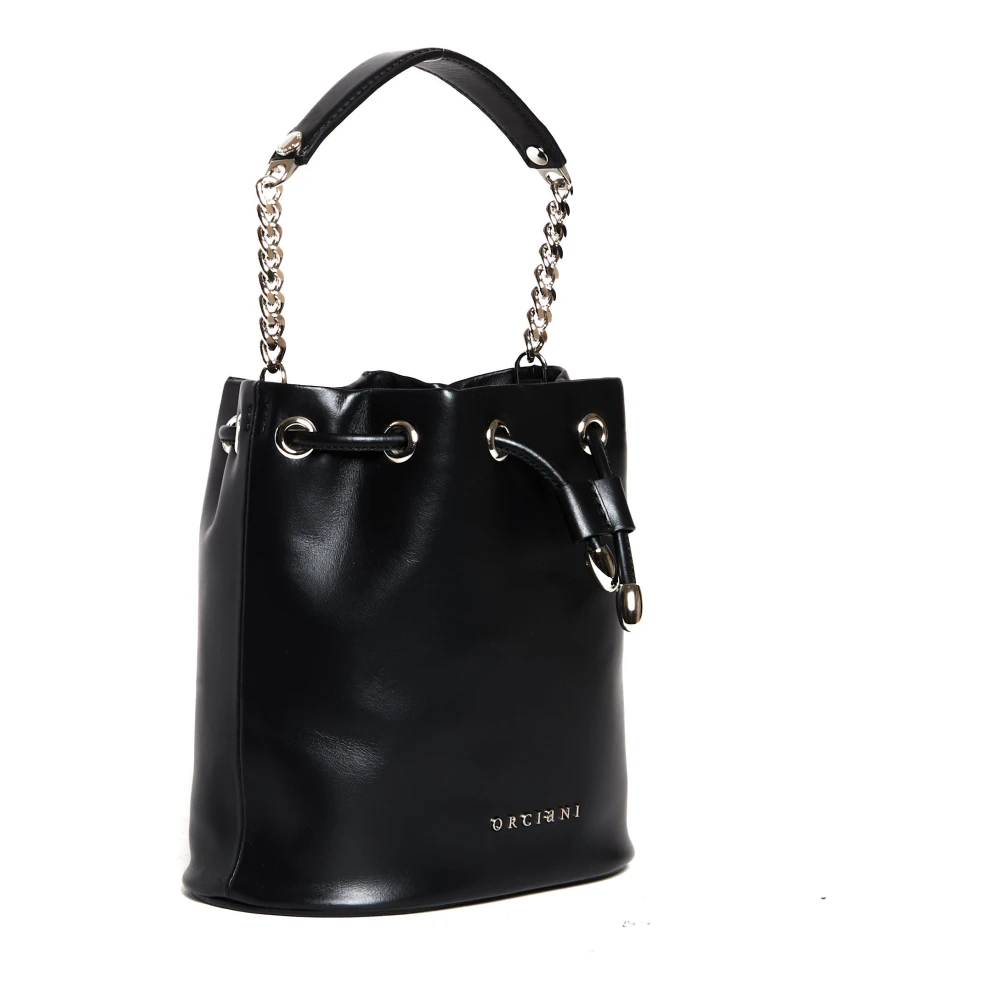 Orciani Zwarte Leren Bucket Bag Black Dames