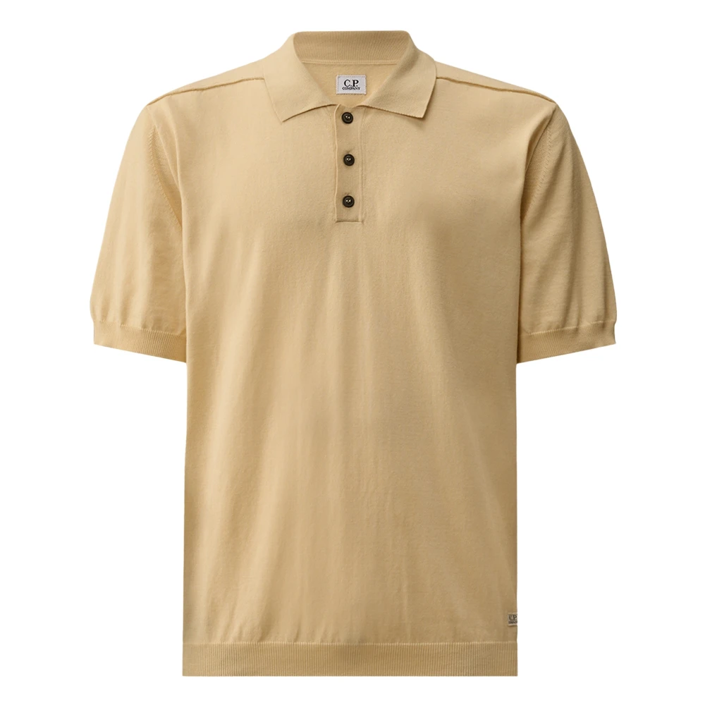 C.p. Company Men's Beige Polo Shirts, L, Cotton Sea Island Short Sleeve Polo Jumper