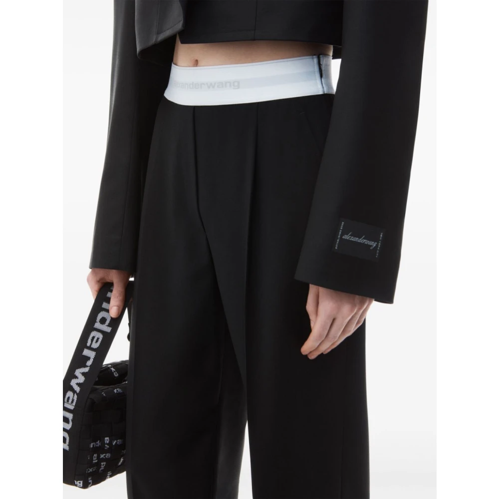 alexander wang Zwarte wollen elastische taillebroek Black Dames