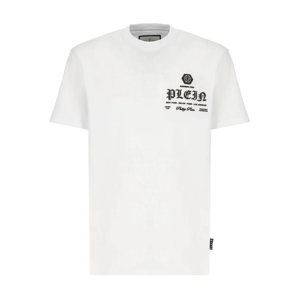 Philipp Plein Witte katoenen T-shirt met logo voor heren White Heren