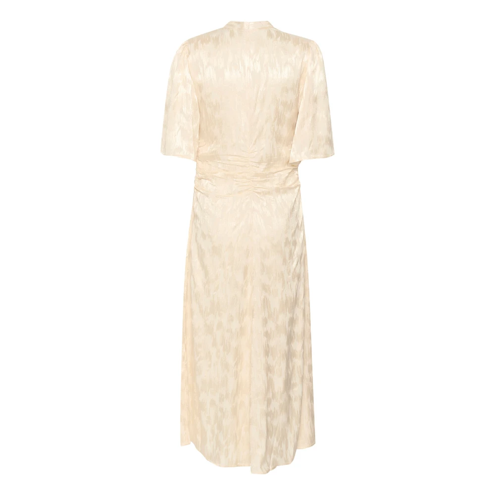 Gestuz Elegante Jurk met V-Hals en Halve Mouwen Beige Dames