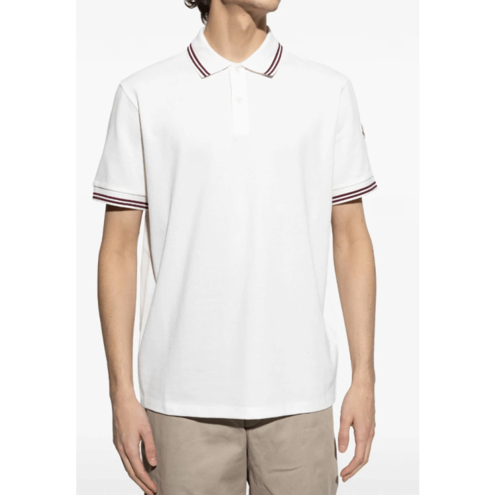 Moncler Logo-Patch Polo Shirt Wit Korte Mouwen White Heren