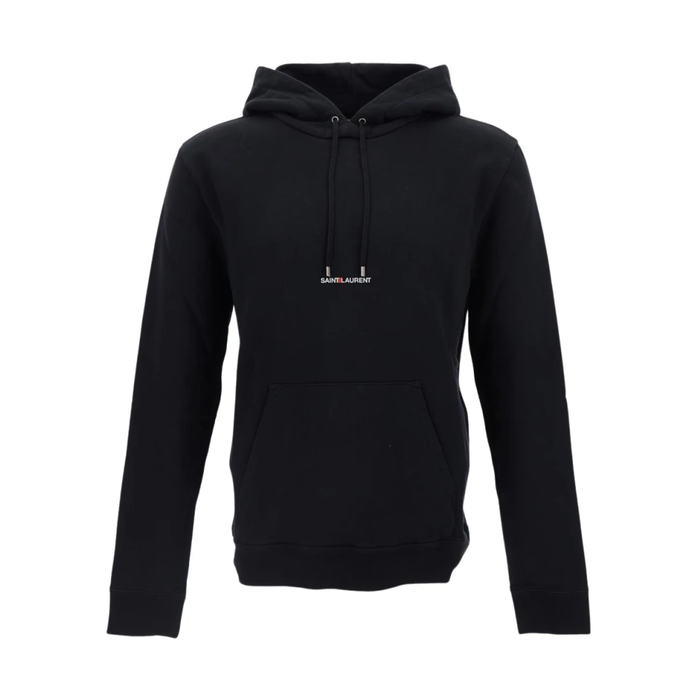 Saint Laurent Katoenen Rive Gauche Hoodie Black Heren