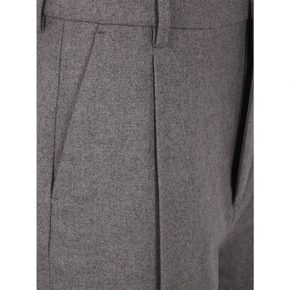 Filippa K Wijde geplooide flanellen broek in Driftwood Brown Dames