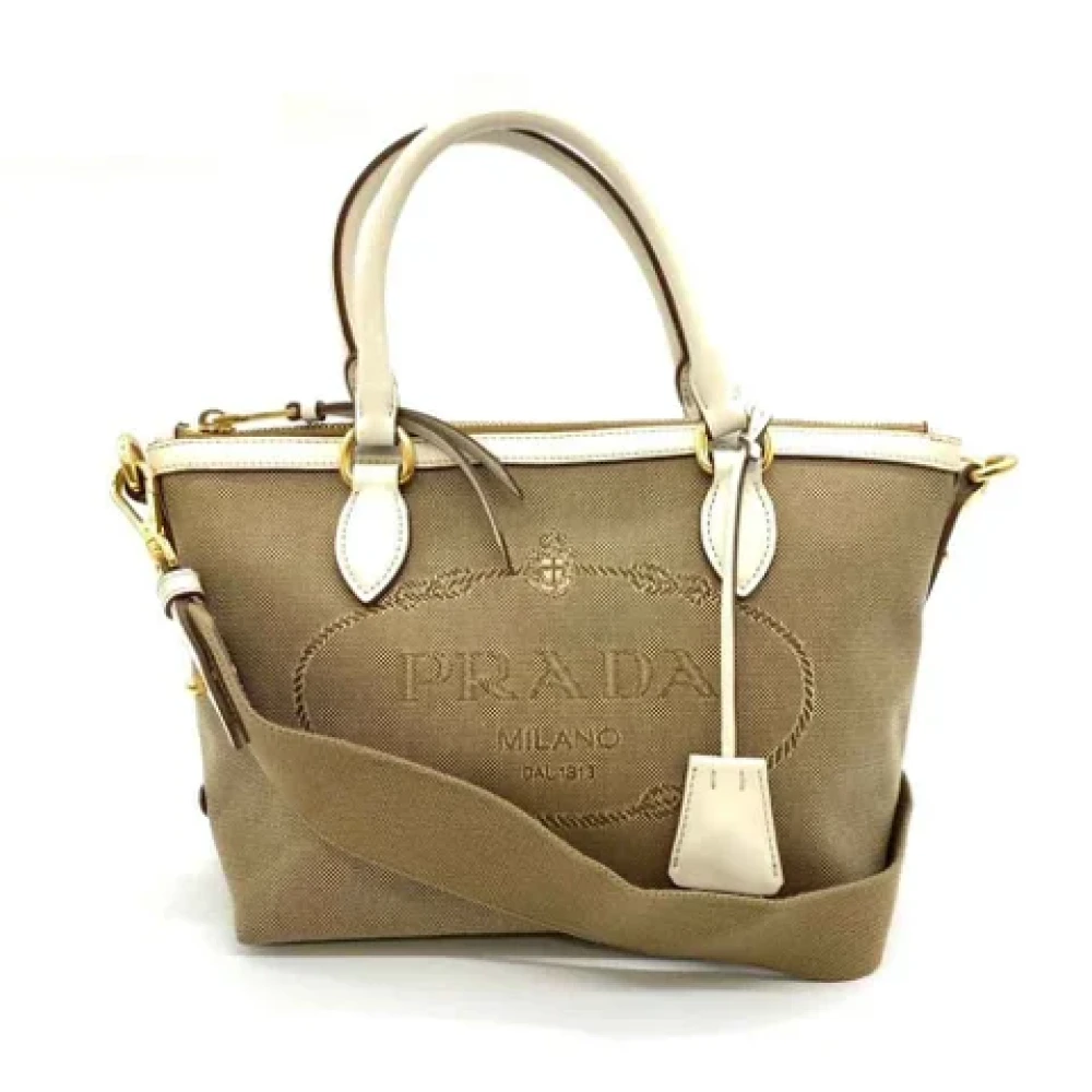 Prada Vintage Pre-owned Nylon prada-bags Beige Dames