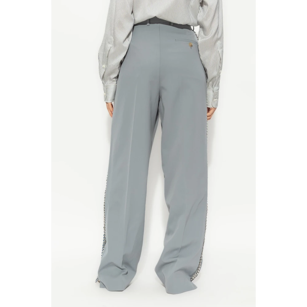 Stella Mccartney Wollen broek met kenmerkende ketting Gray Dames