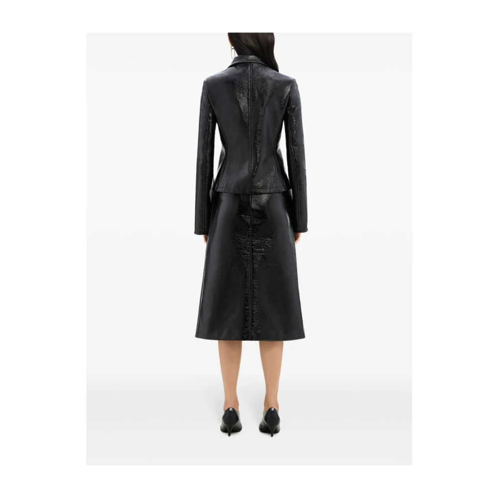 Courrèges Zwarte Glanzende Iconische Bikerjas Black Dames