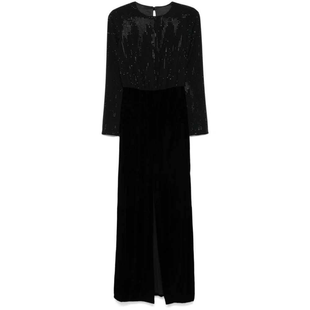 Emporio Armani Zwarte Jurk met Paneeldesign en Fluweel Black Dames