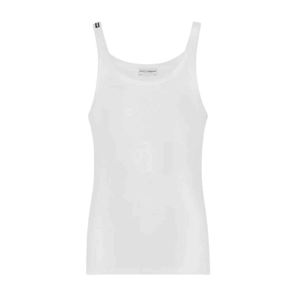 Dolce & Gabbana Men's White Ribbed Tank Top - Sleeveless Tops - Xl - Tops