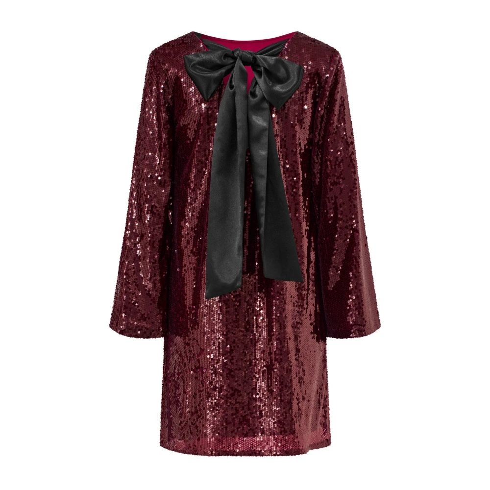 Cras Pailletten A-lijnjurk met strikdetail Red Dames
