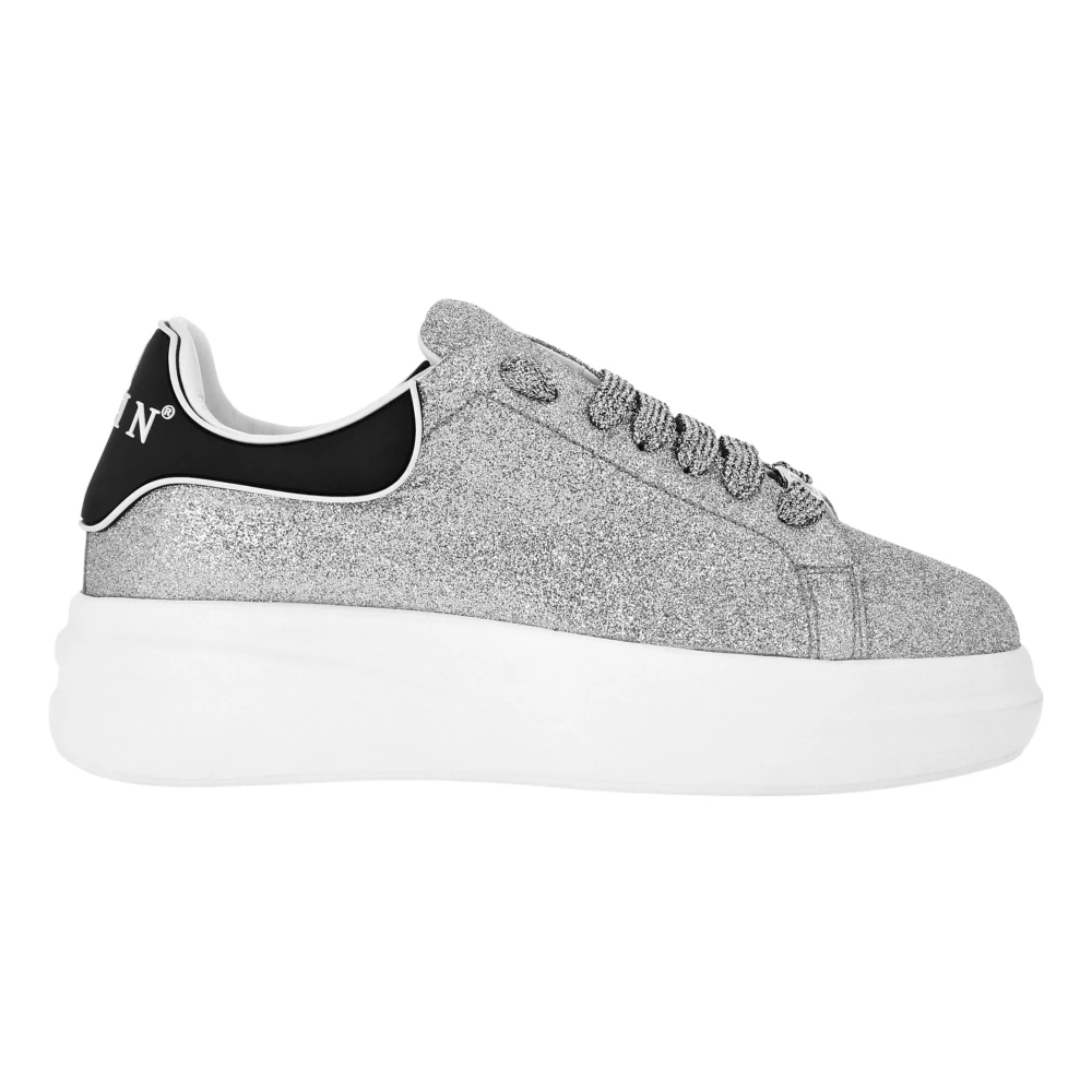 Philipp Plein Lo-Top Sneakers Glitter Dames Schoenen Grijs