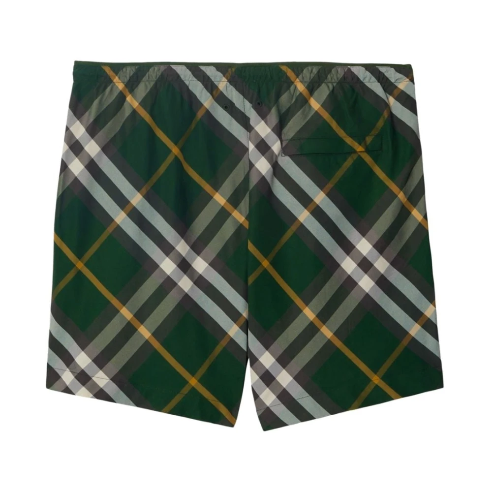 Burberry Groene Geruite Twill Weave Shorts Green Heren