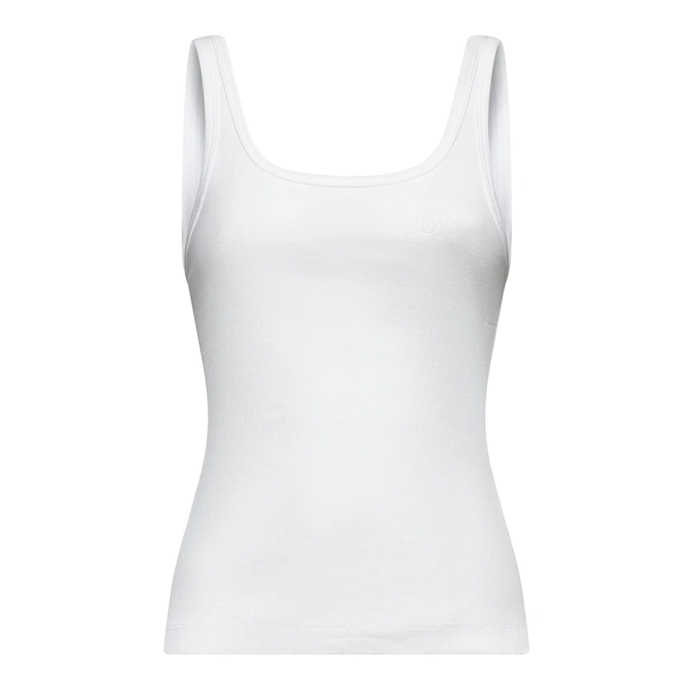 MM6 Maison Margiela Beige Top met Afneembare Schouderband White Dames