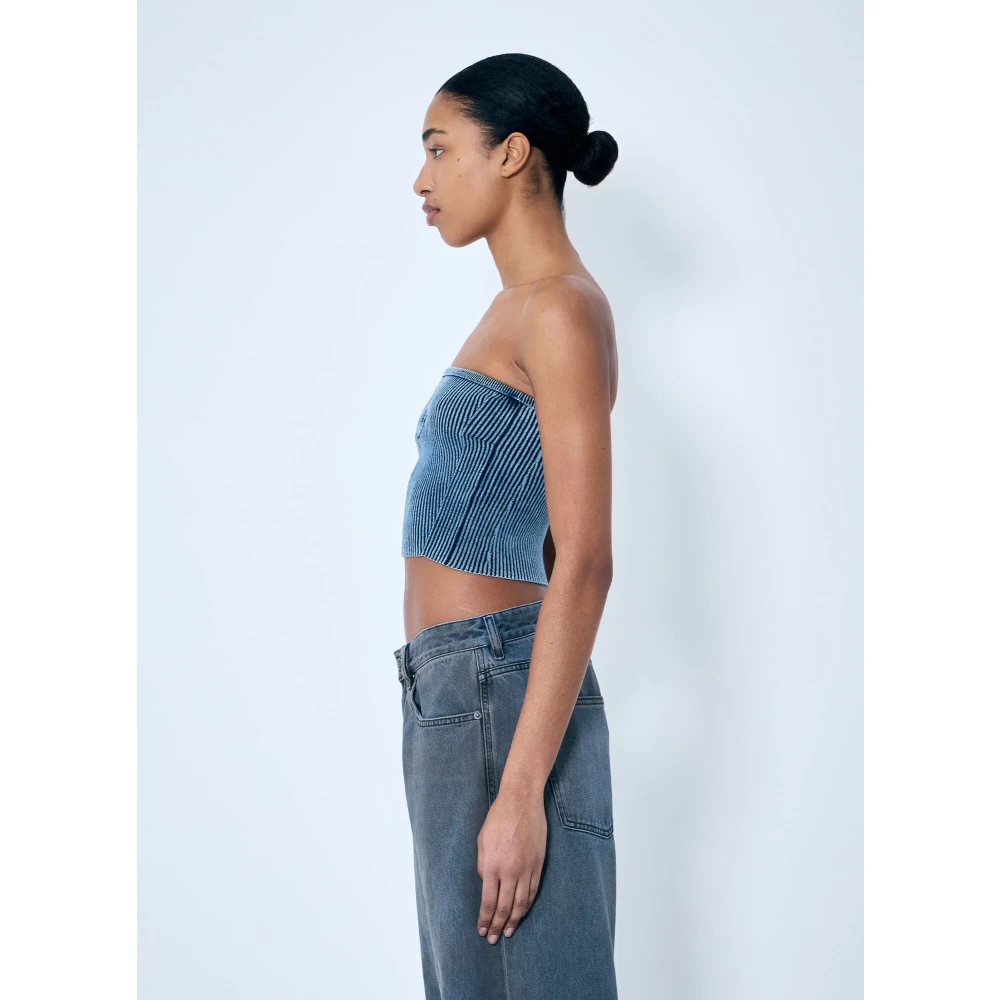 Diesel Rib Bustier met Logo Motif Blue Dames