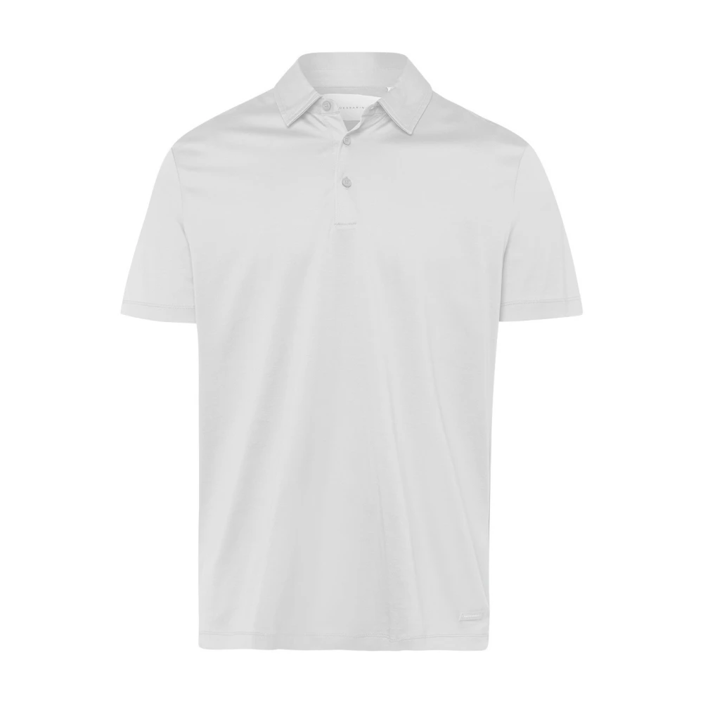 BALDESSARINI Heren Polo T-shirt met knoopsluiting en leren label White Heren