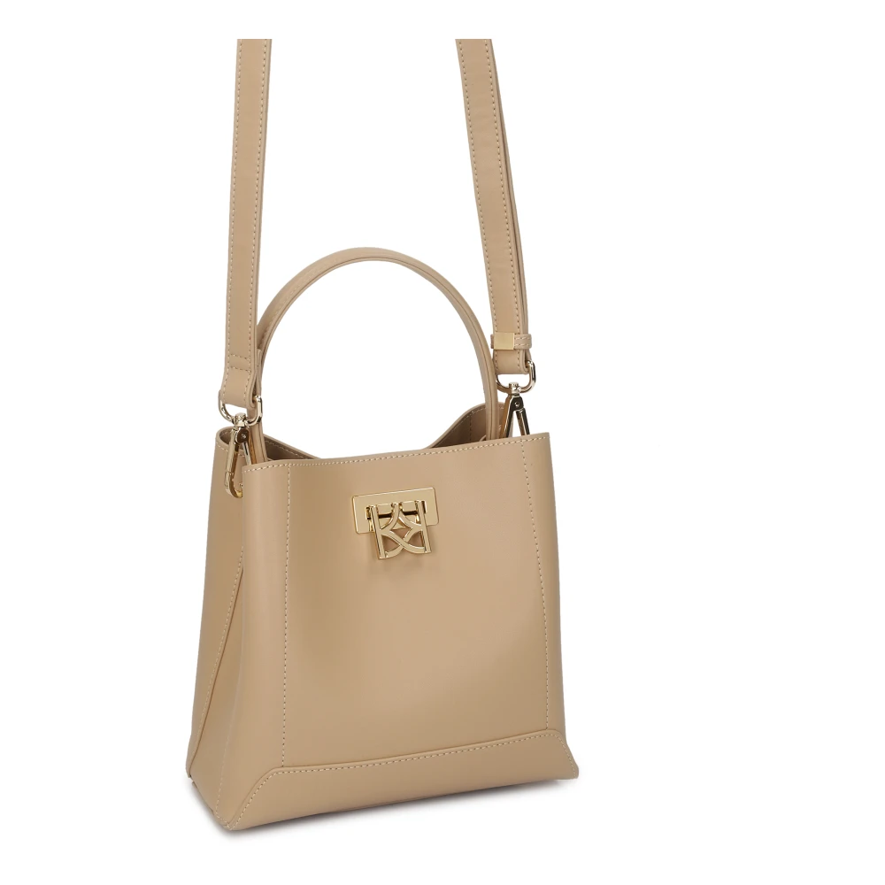 Kazar Leren tas met grote metalen sluiting Beige Dames