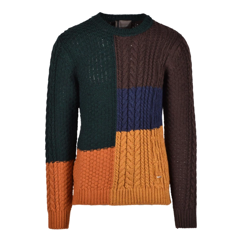 Gianni Lupo Stijlvolle Gebreide Trui met Wolmix Multicolor Heren