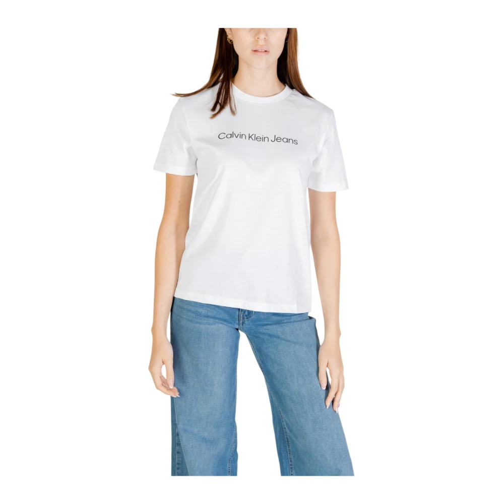 Calvin Klein Jeans Women's White Cotton T-Shirt For
