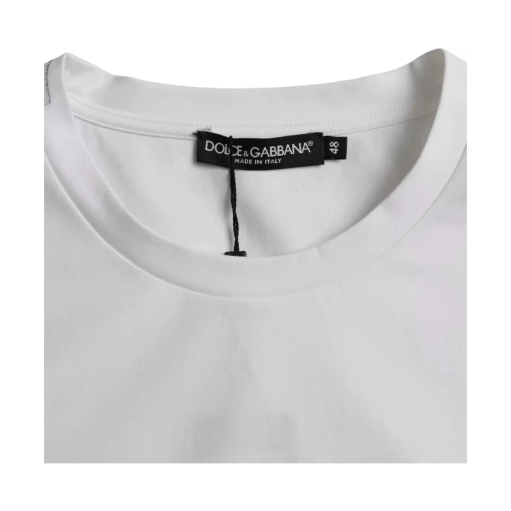 Dolce & Gabbana Wit Katoenen T-shirt met Ronde Hals en Korte Mouwen White Heren