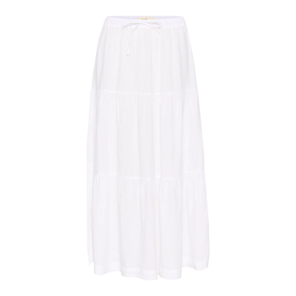 Part Two Ruche Rok Bright White Linnen White Dames