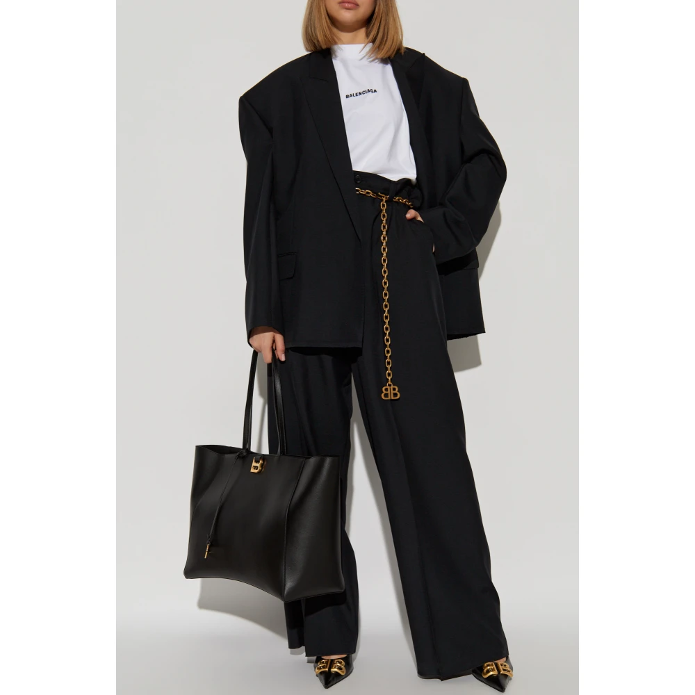 Balenciaga Broek met wollen afwerking Black Dames