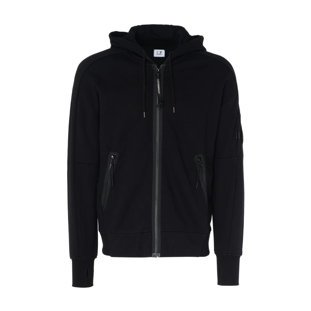 C.P. Company Zwarte Diagonal Raised Fleece Hoodie Black Heren