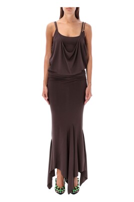 dark-brown-midi-dress-slim-fit