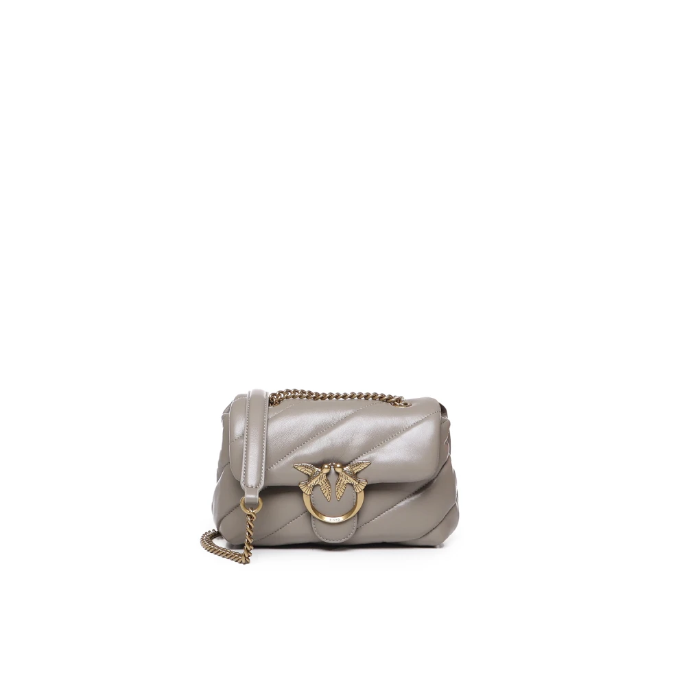 Pinko Gewatteerde Nappa Tas met Love Birds Gesp Gray Dames