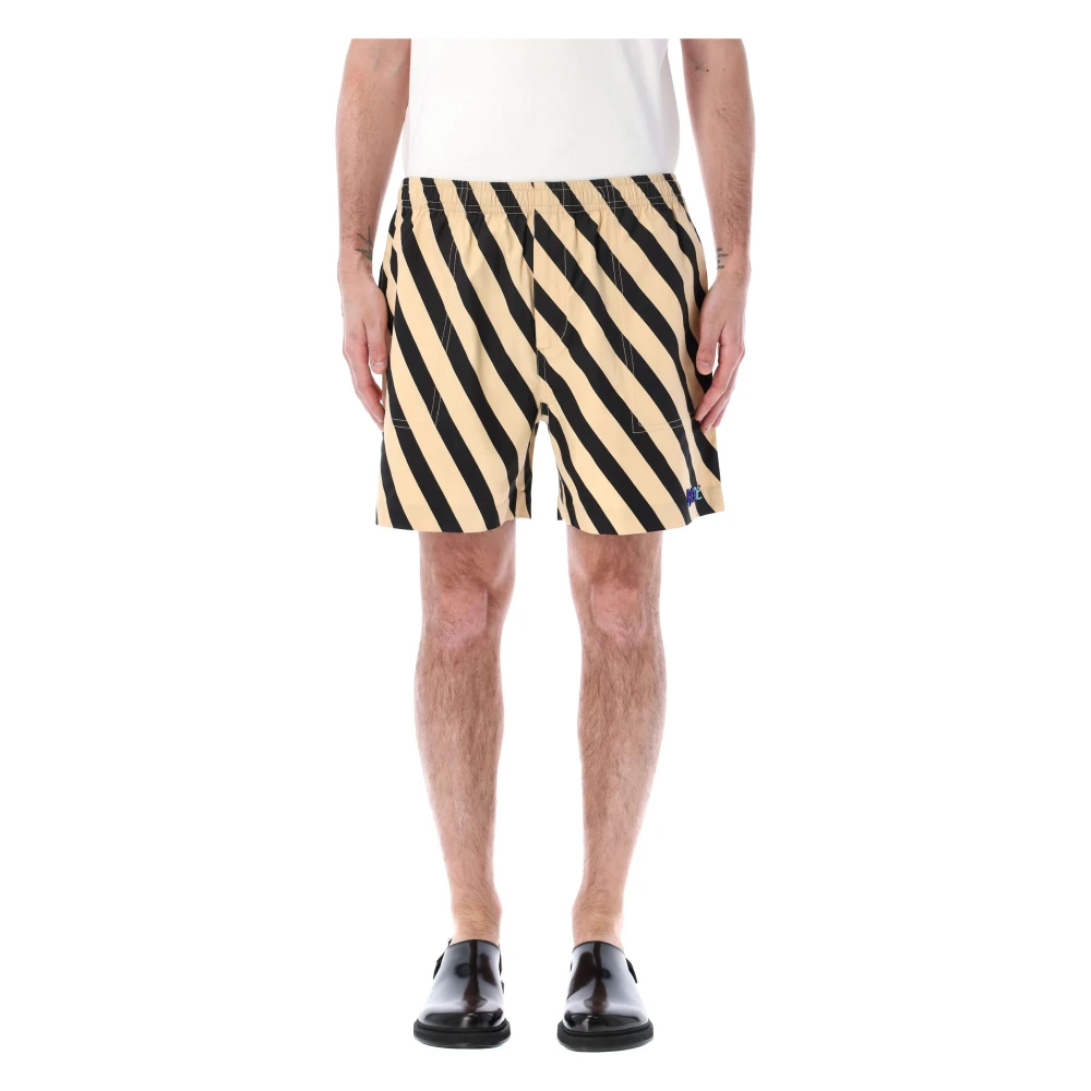 Bode Domino Stripe Shorts in Ecru Zwart Multicolor Heren
