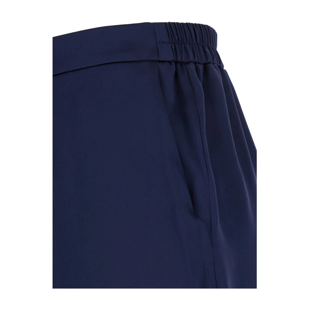 Momoni Donkerblauwe Zijden Elastische Taillebroek Blue Dames