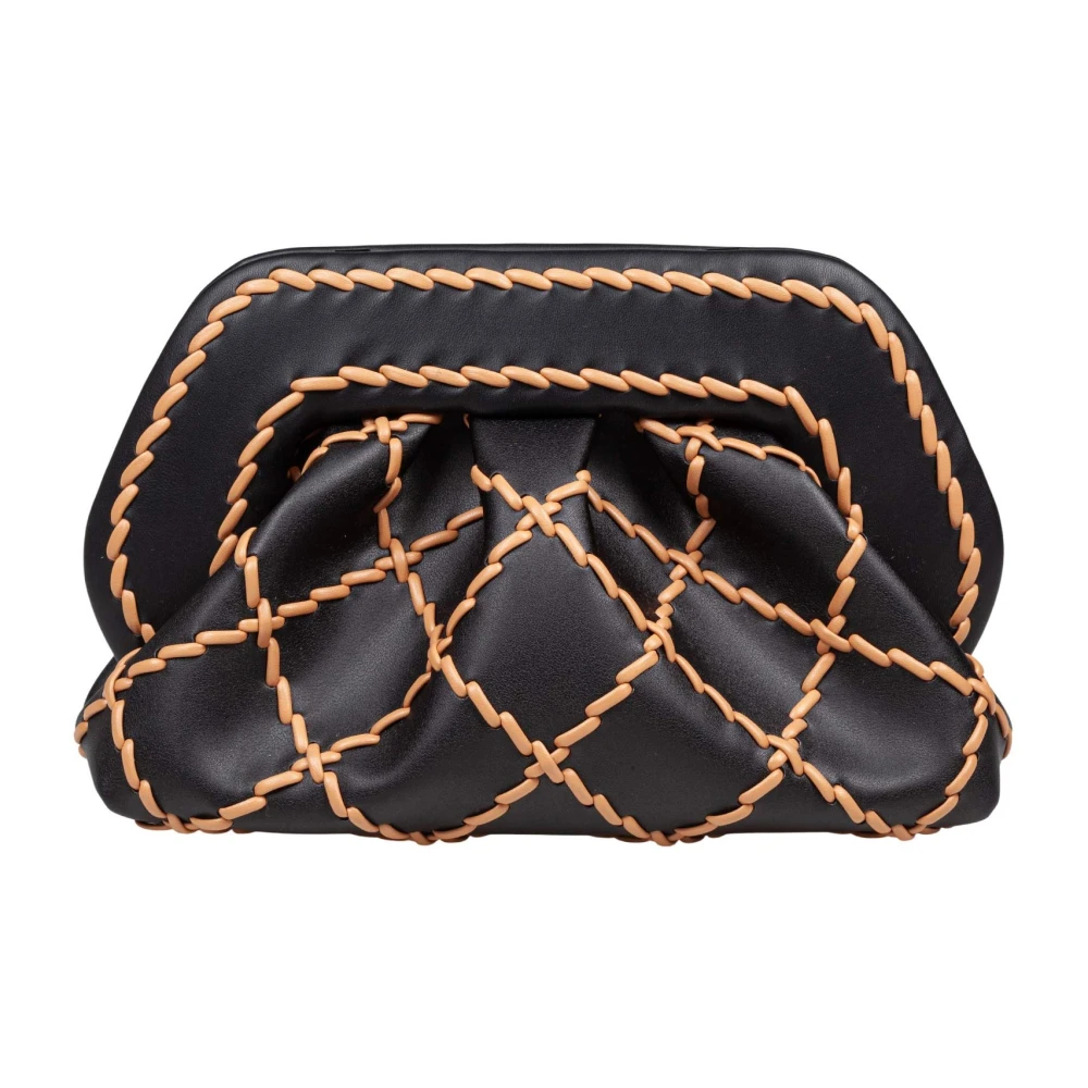 THEMOIRè Vegan Stof Clutch Tas Zwart Leer Black Dames