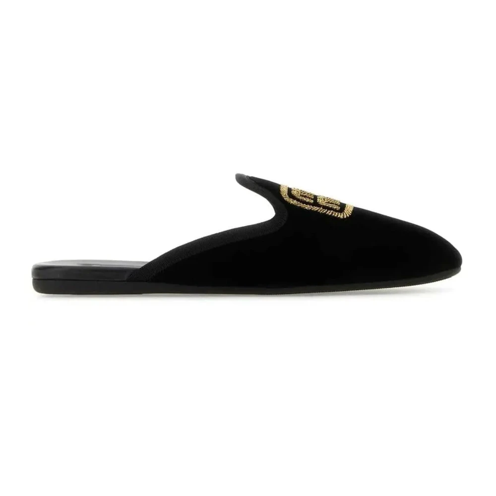 Miu Miu Women's Black Mules, 3 Uk, Logo Embroidered Slip-On Mules