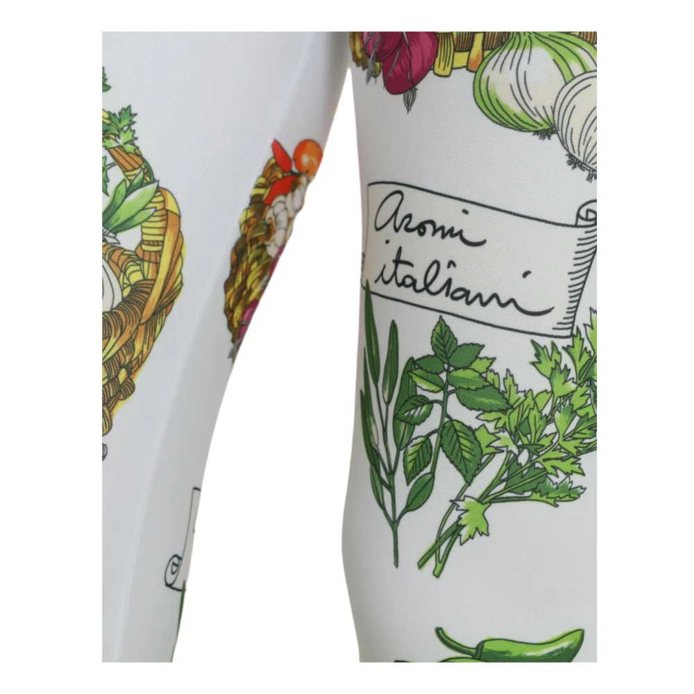 Dolce & Gabbana Witte High Waist Printed Leggings White Dames