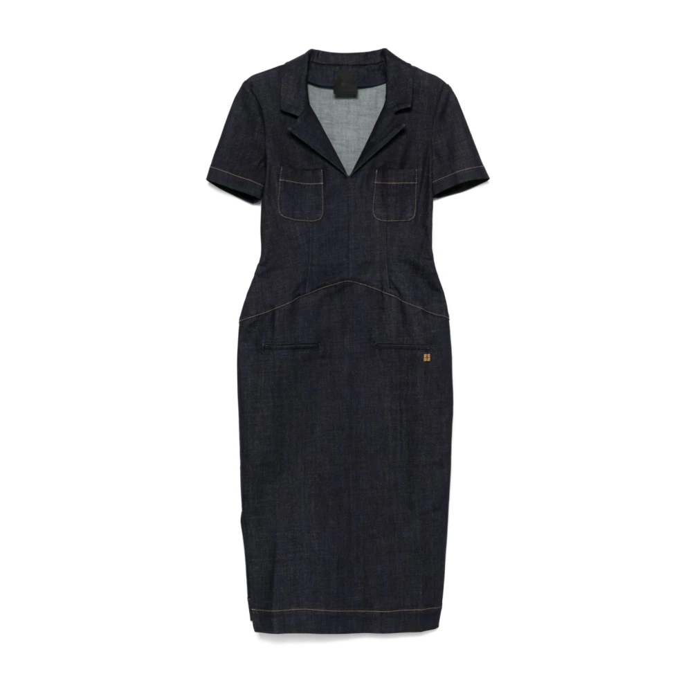 Givenchy Blauwe Midi Jurk met 4G Embleem Blue Dames