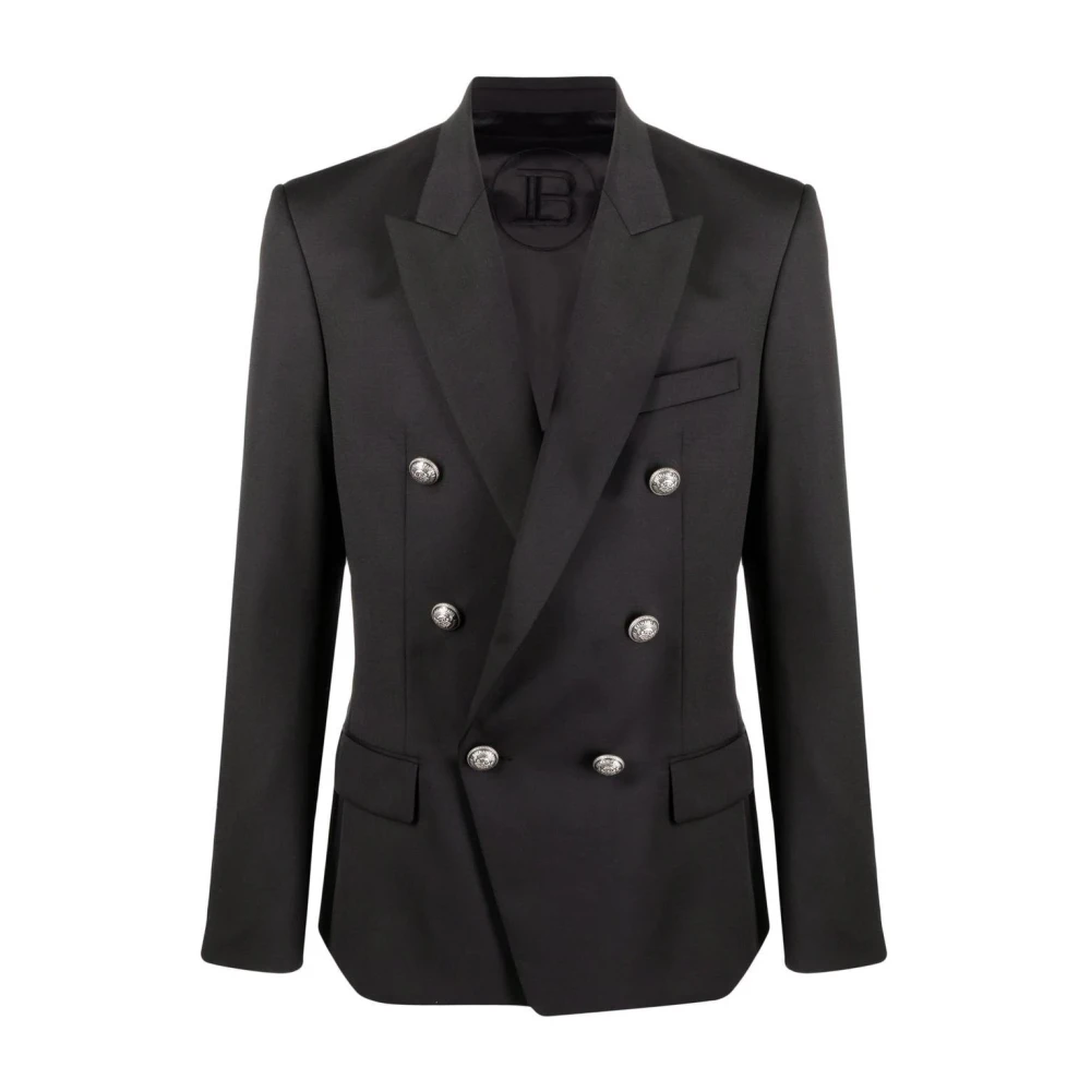 Balmain Zwarte wollen blazerjas Black Heren
