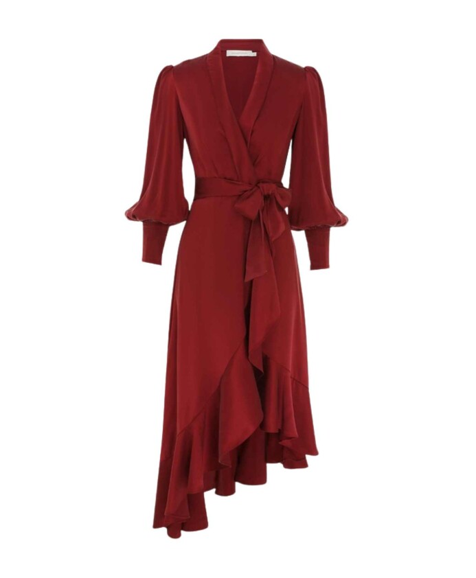 robe-midi-croisee-en-soie-grenat