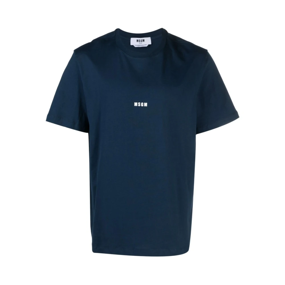 Msgm Men's Blue T-Shirts, Xl, Navy Cotton T-Shirt