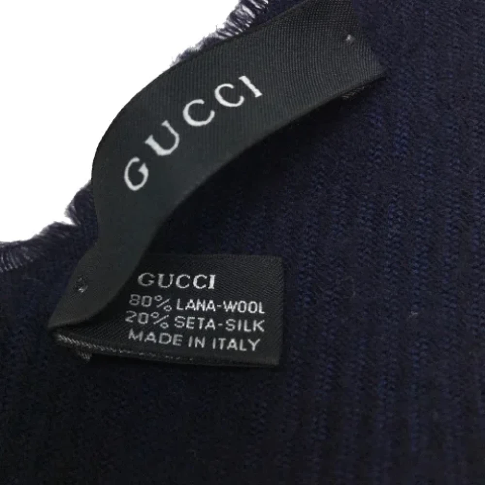 Gucci Vintage Pre-owned Wool scarves Blue Unisex