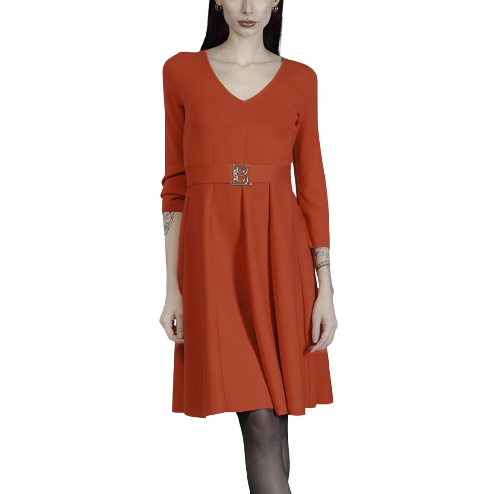 Blugirl Gebreide jurk met riem Red Dames