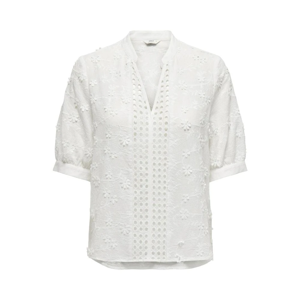 Only EMB SS Blouse Cloud Dance White Dames
