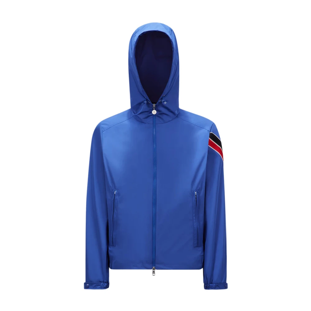 Moncler Blauwe Lichtgewicht Nylon Jas met Capuchon Blue Heren