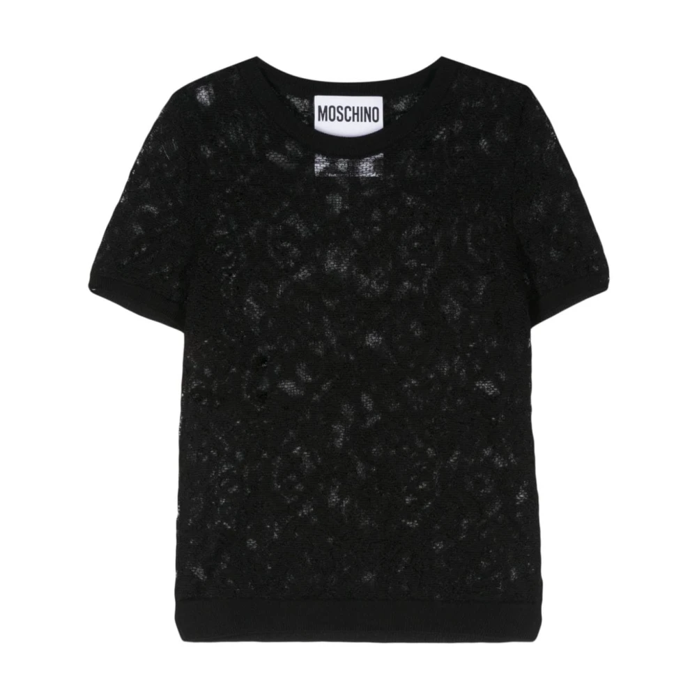 Moschino Zwart Jacquard Crew Neck Sweater Black Dames