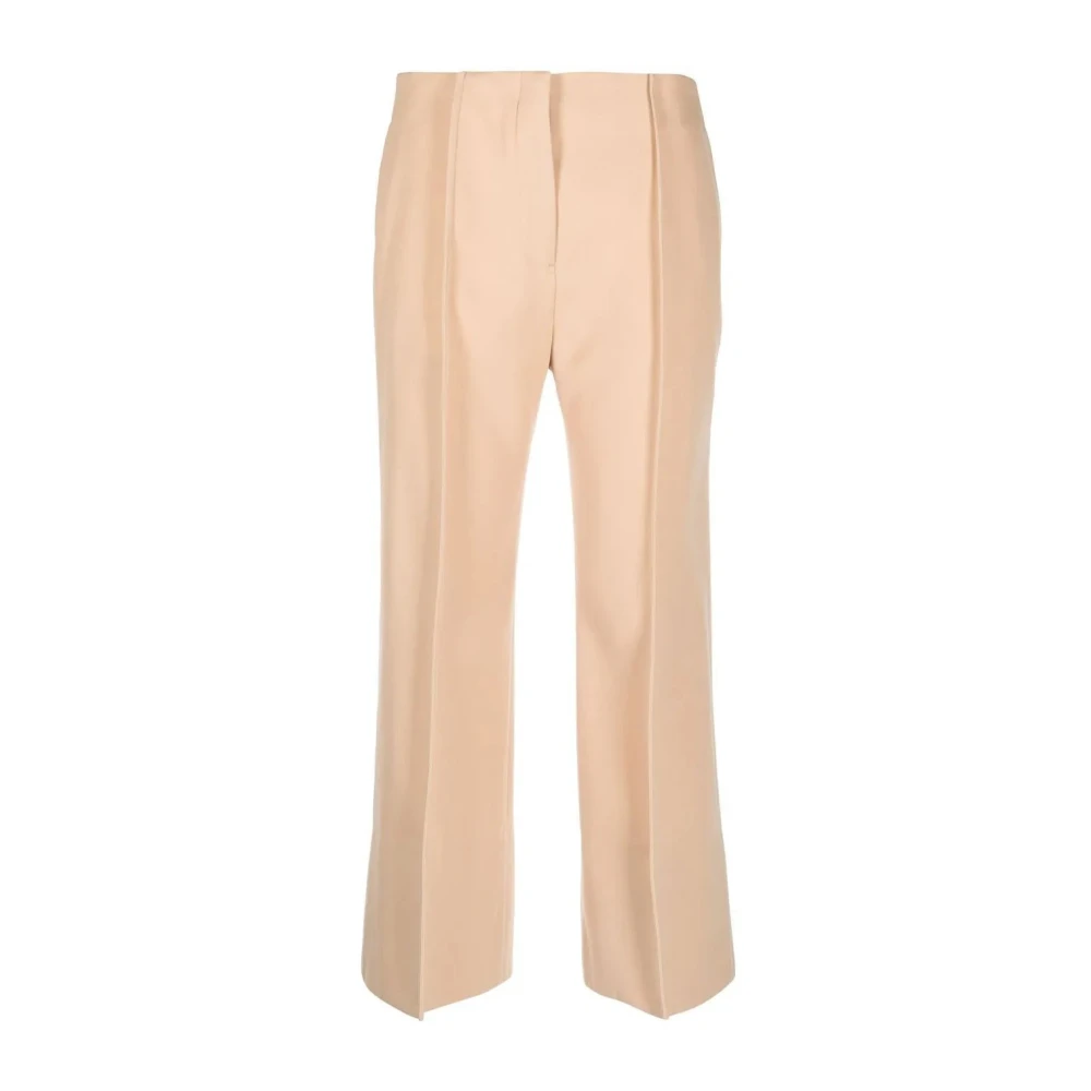 Jil Sander Women's Beige Elegant Formal Wool Trousers - Wide Trousers - M - Trousers