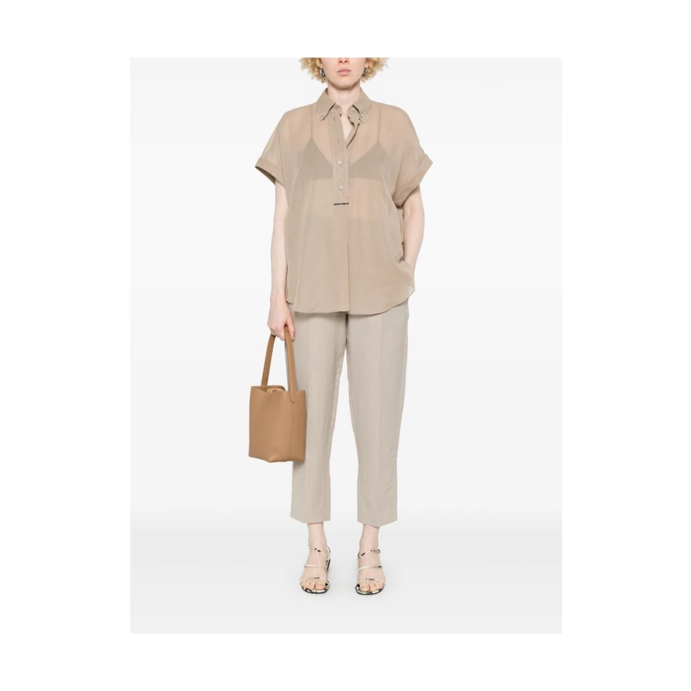 BRUNELLO CUCINELLI Zandbruine Button-Down Shirt Beige Dames