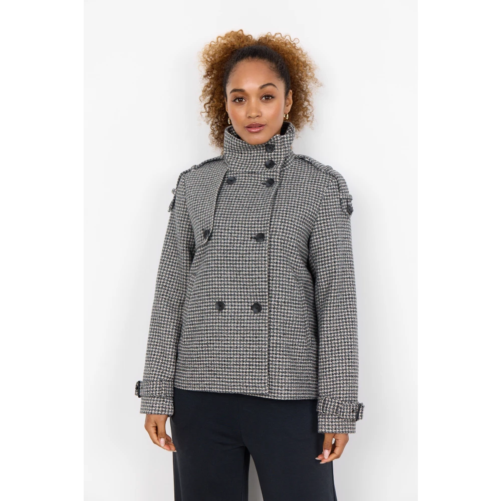 Soyaconcept Gestructureerde jas met militair geïnspireerde uitstraling Gray Dames