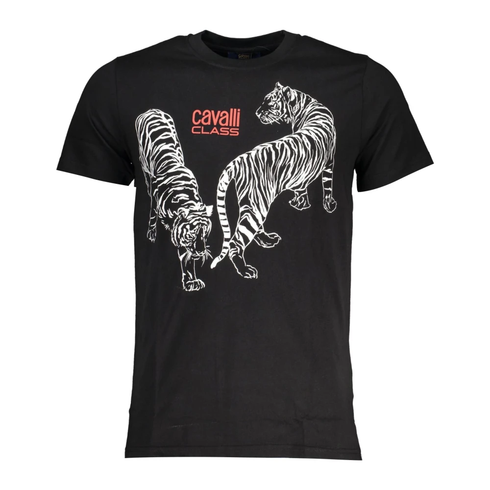 Cavalli Class Zwarte T-shirt met korte mouwen voor heren Black Heren